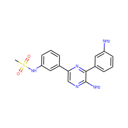 CS(=O)(=O)Nc1cccc(-c2cnc(N)c(-c3cccc(N)c3)n2)c1 ZINC000084619690