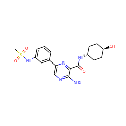 CS(=O)(=O)Nc1cccc(-c2cnc(N)c(C(=O)N[C@H]3CC[C@H](O)CC3)n2)c1 ZINC000261191426