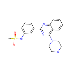 CS(=O)(=O)Nc1cccc(-c2nc(N3CCNCC3)c3ccccc3n2)c1 ZINC000064526506