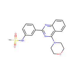 CS(=O)(=O)Nc1cccc(-c2nc(N3CCOCC3)c3ccccc3n2)c1 ZINC000004257428