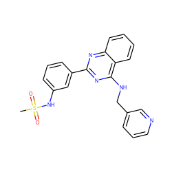 CS(=O)(=O)Nc1cccc(-c2nc(NCc3cccnc3)c3ccccc3n2)c1 ZINC000004257439