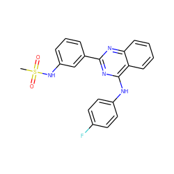 CS(=O)(=O)Nc1cccc(-c2nc(Nc3ccc(F)cc3)c3ccccc3n2)c1 ZINC000004257442