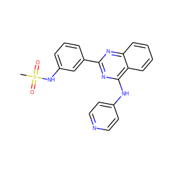 CS(=O)(=O)Nc1cccc(-c2nc(Nc3ccncc3)c3ccccc3n2)c1 ZINC000004257401