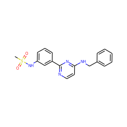 CS(=O)(=O)Nc1cccc(-c2nccc(NCc3ccccc3)n2)c1 ZINC000004257435