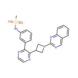 CS(=O)(=O)Nc1cccc(-c2nccnc2C2CN(c3ncc4ccccc4n3)C2)c1 ZINC000140131967