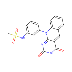 CS(=O)(=O)Nc1cccc(-n2c3nc(=O)[nH]c(=O)c-3cc3ccccc32)c1 ZINC000096282692