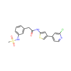 CS(=O)(=O)Nc1cccc(CC(=O)Nc2cc(-c3ccnc(Cl)c3)cs2)c1 ZINC000043176722