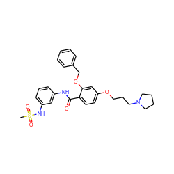 CS(=O)(=O)Nc1cccc(NC(=O)c2ccc(OCCCN3CCCC3)cc2OCc2ccccc2)c1 ZINC000072181710