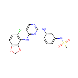 CS(=O)(=O)Nc1cccc(Nc2nccc(Nc3c(Cl)ccc4c3OCO4)n2)c1 ZINC000034285198