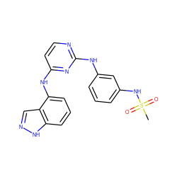 CS(=O)(=O)Nc1cccc(Nc2nccc(Nc3cccc4[nH]ncc34)n2)c1 ZINC000034840809