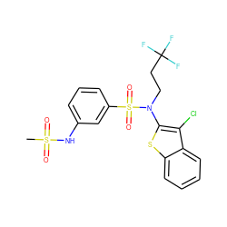 CS(=O)(=O)Nc1cccc(S(=O)(=O)N(CCC(F)(F)F)c2sc3ccccc3c2Cl)c1 ZINC000115232270