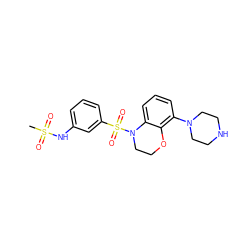 CS(=O)(=O)Nc1cccc(S(=O)(=O)N2CCOc3c(N4CCNCC4)cccc32)c1 ZINC000028948460