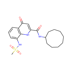 CS(=O)(=O)Nc1cccc2c(=O)cc(C(=O)NC3CCCCCCCC3)[nH]c12 ZINC000095589277