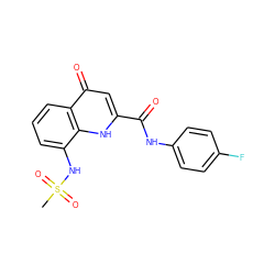 CS(=O)(=O)Nc1cccc2c(=O)cc(C(=O)Nc3ccc(F)cc3)[nH]c12 ZINC000095587428