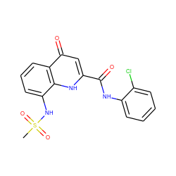 CS(=O)(=O)Nc1cccc2c(=O)cc(C(=O)Nc3ccccc3Cl)[nH]c12 ZINC000095590006