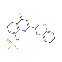 CS(=O)(=O)Nc1cccc2c(=O)cc(C(=O)Nc3ccccc3O)[nH]c12 ZINC000095590689