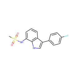 CS(=O)(=O)Nc1cccc2c(-c3ccc(F)cc3)c[nH]c12 ZINC000473107728