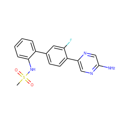 CS(=O)(=O)Nc1ccccc1-c1ccc(-c2cnc(N)cn2)c(F)c1 ZINC000212159831
