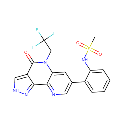 CS(=O)(=O)Nc1ccccc1-c1cnc2c3n[nH]cc3c(=O)n(CC(F)(F)F)c2c1 ZINC000473129684