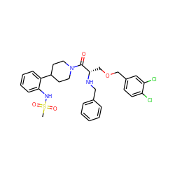 CS(=O)(=O)Nc1ccccc1C1CCN(C(=O)[C@H](COCc2ccc(Cl)c(Cl)c2)NCc2ccccc2)CC1 ZINC000095540595