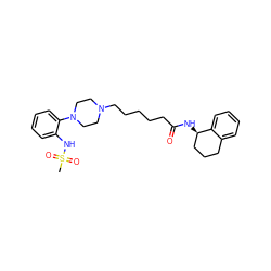 CS(=O)(=O)Nc1ccccc1N1CCN(CCCCCC(=O)N[C@@H]2CCCc3ccccc32)CC1 ZINC000014976021