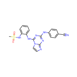 CS(=O)(=O)Nc1ccccc1Nc1nc(Nc2ccc(C#N)cc2)nc2nccn12 ZINC000299863863