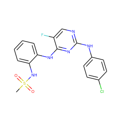 CS(=O)(=O)Nc1ccccc1Nc1nc(Nc2ccc(Cl)cc2)ncc1F ZINC000115090561