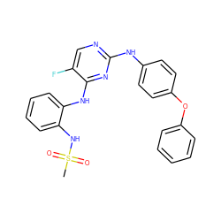 CS(=O)(=O)Nc1ccccc1Nc1nc(Nc2ccc(Oc3ccccc3)cc2)ncc1F ZINC000169324336