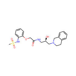 CS(=O)(=O)Nc1ccccc1OCC(=O)NC[C@@H](O)CN1CCc2ccccc2C1 ZINC001772629732