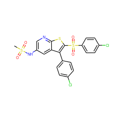 CS(=O)(=O)Nc1cnc2sc(S(=O)(=O)c3ccc(Cl)cc3)c(-c3ccc(Cl)cc3)c2c1 ZINC000140634161