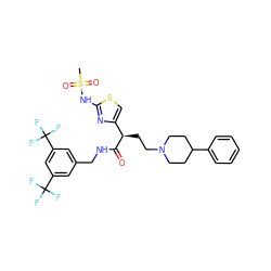 CS(=O)(=O)Nc1nc([C@@H](CCN2CCC(c3ccccc3)CC2)C(=O)NCc2cc(C(F)(F)F)cc(C(F)(F)F)c2)cs1 ZINC000028702830