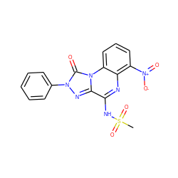 CS(=O)(=O)Nc1nc2c([N+](=O)[O-])cccc2n2c(=O)n(-c3ccccc3)nc12 ZINC000040411129