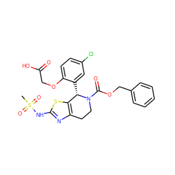 CS(=O)(=O)Nc1nc2c(s1)[C@H](c1cc(Cl)ccc1OCC(=O)O)N(C(=O)OCc1ccccc1)CC2 ZINC000218029016