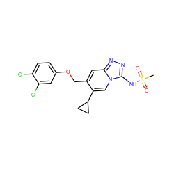 CS(=O)(=O)Nc1nnc2cc(COc3ccc(Cl)c(Cl)c3)c(C3CC3)cn12 ZINC000222798374
