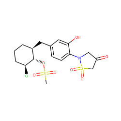 CS(=O)(=O)O[C@@H]1[C@@H](Cl)CCC[C@H]1Cc1ccc(N2CC(=O)CS2(=O)=O)c(O)c1 ZINC000045386463