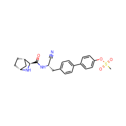 CS(=O)(=O)Oc1ccc(-c2ccc(C[C@@H](C#N)NC(=O)[C@H]3N[C@@H]4CC[C@H]3C4)cc2)cc1 ZINC000149993144