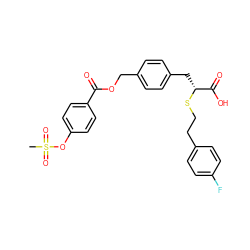 CS(=O)(=O)Oc1ccc(C(=O)OCc2ccc(C[C@@H](SCCc3ccc(F)cc3)C(=O)O)cc2)cc1 ZINC000114960448