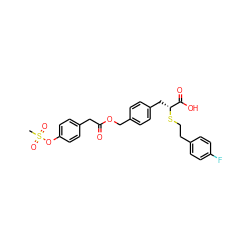 CS(=O)(=O)Oc1ccc(CC(=O)OCc2ccc(C[C@@H](SCCc3ccc(F)cc3)C(=O)O)cc2)cc1 ZINC000114960897