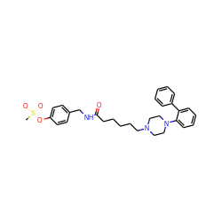 CS(=O)(=O)Oc1ccc(CNC(=O)CCCCCN2CCN(c3ccccc3-c3ccccc3)CC2)cc1 ZINC000040429392