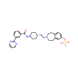 CS(=O)(=O)Oc1ccc2c(c1)CCN(CC[C@H]1CC[C@H](NC(=O)c3cccc(-c4ncccn4)c3)CC1)CC2 ZINC000299845871