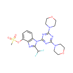 CS(=O)(=O)Oc1cccc2c1nc(C(F)F)n2-c1nc(N2CCOCC2)nc(N2CCOCC2)n1 ZINC000073138393