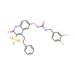 CS(=O)(=O)c1c(CCc2ccccc2)c2cc(OCC(=O)NCc3ccc(Cl)c(Cl)c3)ccc2[nH]c1=O ZINC000064560548