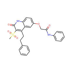 CS(=O)(=O)c1c(CCc2ccccc2)c2cc(OCC(=O)Nc3ccccc3)ccc2[nH]c1=O ZINC000064559628