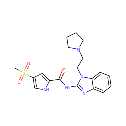 CS(=O)(=O)c1c[nH]c(C(=O)Nc2nc3ccccc3n2CCN2CCCC2)c1 ZINC000299868629