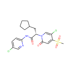 CS(=O)(=O)c1cc(=O)n([C@@H](CC2CCCC2)C(=O)Nc2ccc(Cl)cn2)cc1Cl ZINC000071296024