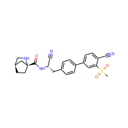 CS(=O)(=O)c1cc(-c2ccc(C[C@@H](C#N)NC(=O)[C@]34CC[C@@H](CN3)C4)cc2)ccc1C#N ZINC000169710017