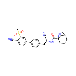 CS(=O)(=O)c1cc(-c2ccc(C[C@@H](C#N)NC(=O)[C@]34CCC[C@@H](CN3)C4)cc2)ccc1C#N ZINC000169710019