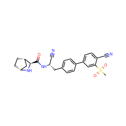 CS(=O)(=O)c1cc(-c2ccc(C[C@@H](C#N)NC(=O)[C@H]3N[C@@H]4CC[C@H]3C4)cc2)ccc1C#N ZINC000261102666