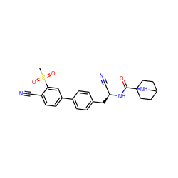 CS(=O)(=O)c1cc(-c2ccc(C[C@@H](C#N)NC(=O)C34CCC(CC3)CN4)cc2)ccc1C#N ZINC000169710002