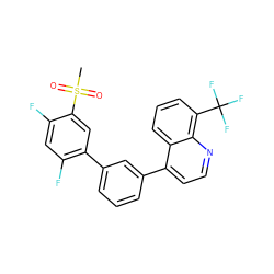 CS(=O)(=O)c1cc(-c2cccc(-c3ccnc4c(C(F)(F)F)cccc34)c2)c(F)cc1F ZINC000049088591